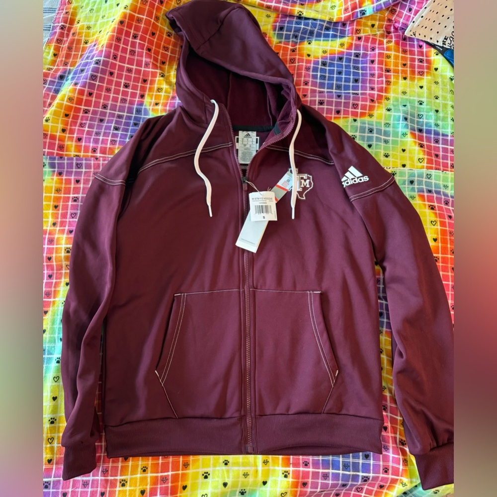 Adidas Aggie A&M maroon Zipper Hoodie S